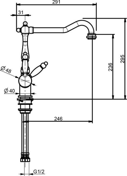 Смеситель для кухни Webert Byblos BY920802010 без подключения к фильтру золото