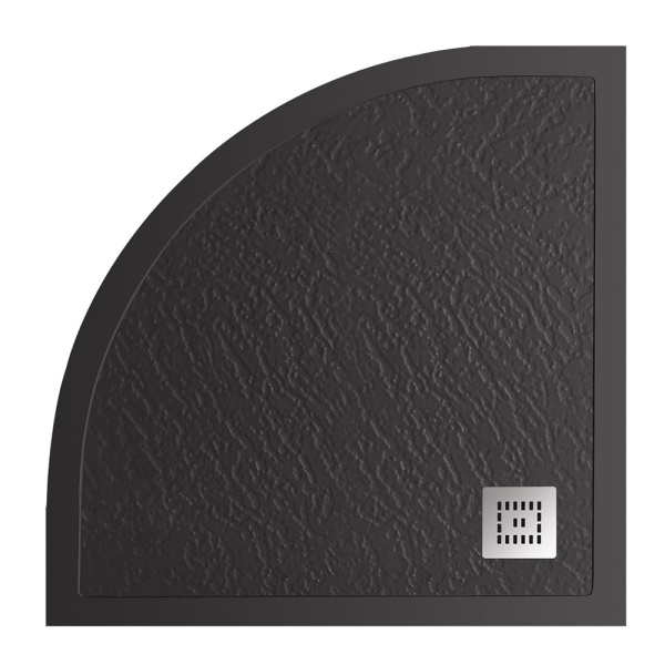 Душевой поддон низкий BelBagno Uno TRAY-MR-UNO-R-90-550-35-NERO-CR четверть круга литьевой мрамор 90x90 черный матовый