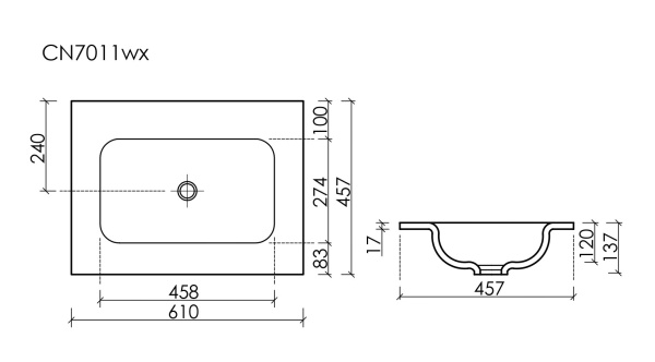 Раковина мебельная прямоугольная Ceramica Nova Grace CN7011MBwx фарфор цвет черный матовый