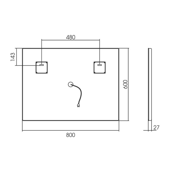 Зеркало для ванной комнаты Vincea  VLM-2C800 80x60 с подсветкой