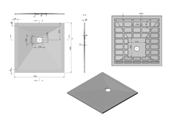 Душевой поддон низкий Vincea VST-4SR VST-4SR9090W квадратный литьевой мрамор 90x90 белый матовый