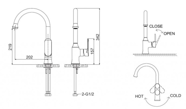 Смеситель для кухни Bravat Opal F7125183CP-RUS без подключения к фильтру хром