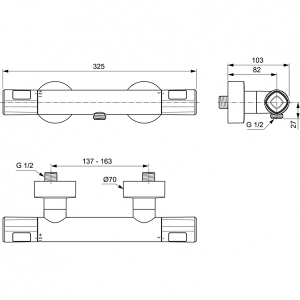 Смеситель для душа Ideal Standard Ceratherm 100 new A7229AA настенный 
с термостатом хром
