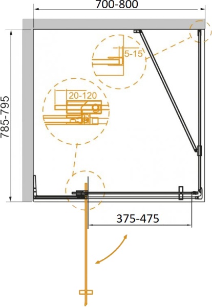 Душевой угол Cezares Slider SLIDER-AH-1-80-70/80-C-Cr прямоугольная  стекла прозрачные, профиль хром