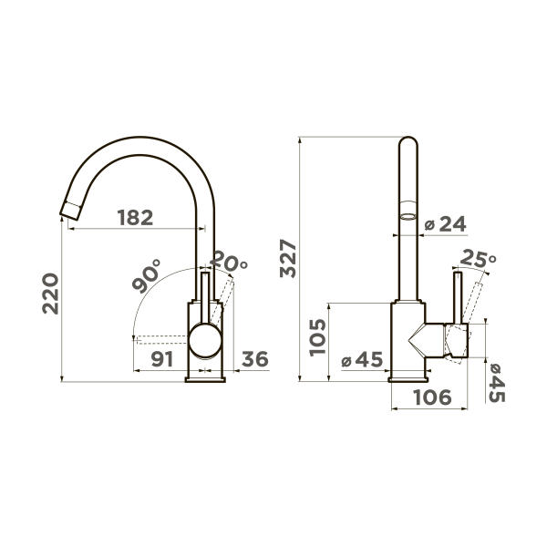 Смеситель для кухни Omoikiri Shinagawa-P 4974112 без подключения к фильтру шампань