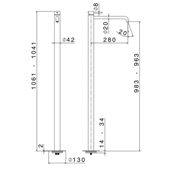 Смеситель для раковины Newform X-Steel 316 69618EX.50.050 stainless steel