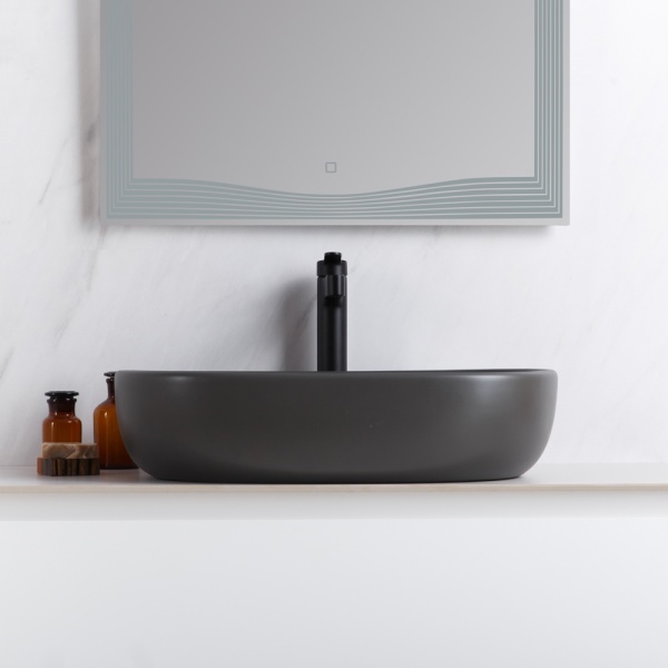 Раковина накладная овальная BelBagno  BB1084-H311 фаянс цвет темно-серый матовый
