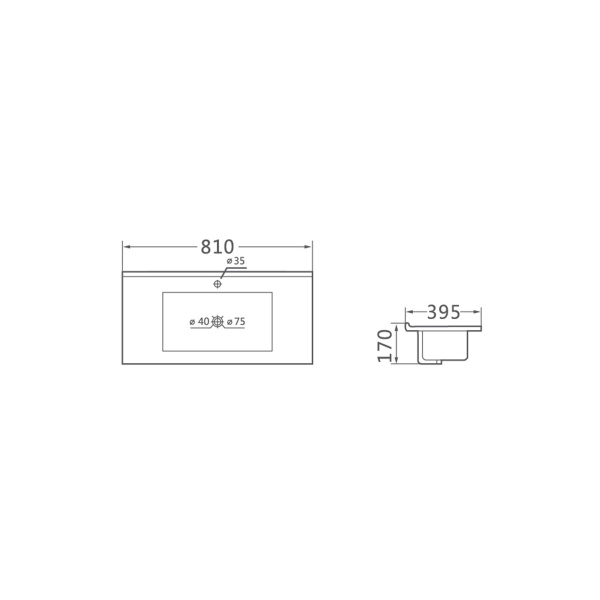 Раковина мебельная прямоугольная Vincea  VBS-13980S1 фарфор цвет белый