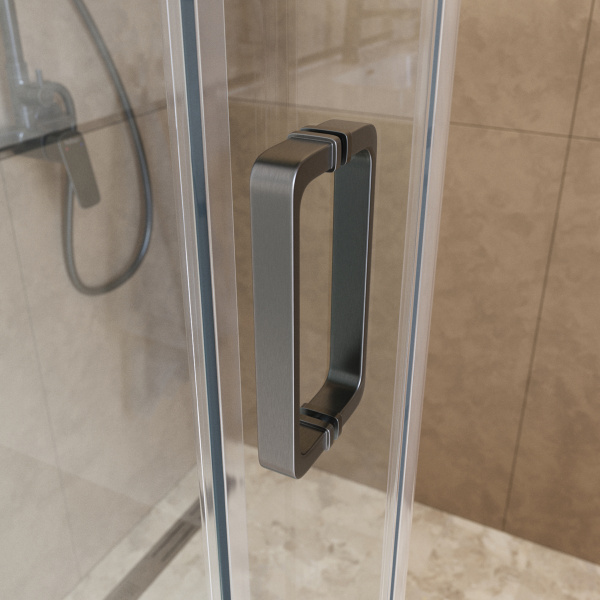 Душевая дверь BelBagno Soft Close-2 SOFT_CLOSE-2-BF-1-140-C-GM 140 см стекла прозрачные, профиль оружейная сталь