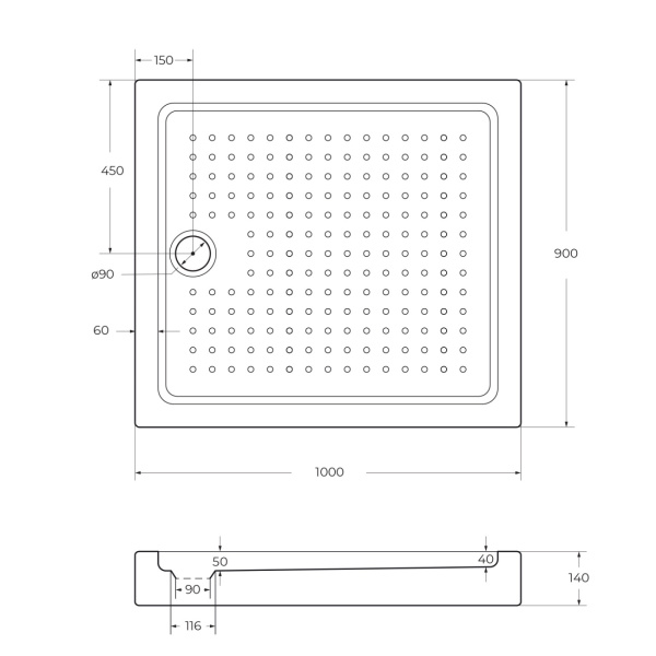 Душевой поддон низкий Cezares Tray TRAY-A-AH-100/90-15-W прямоугольный акрил 100x90 белый