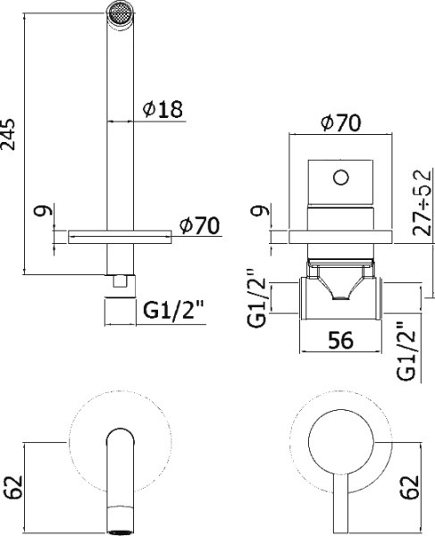 Смеситель для раковины Paffoni Light LIG007BO70 