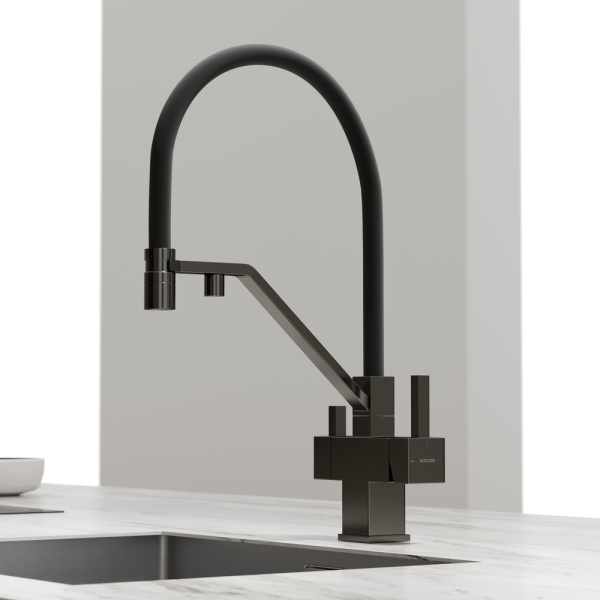 Смеситель для кухни Sancos Loro SC4007GG с подключением к фильтру вороненая сталь/черный