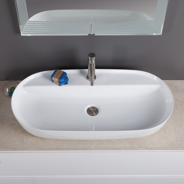 Раковина накладная овальная BelBagno  BB1347 фаянс цвет белый
