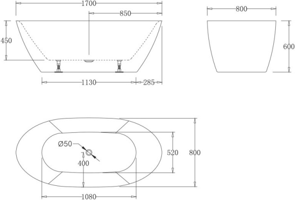 Акриловая ванна BelBagno  BB77-1700 170x80
