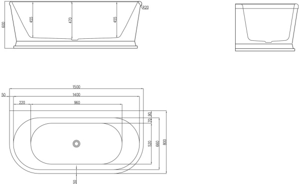 Акриловая ванна BelBagno  BB408-1500-800 150x80