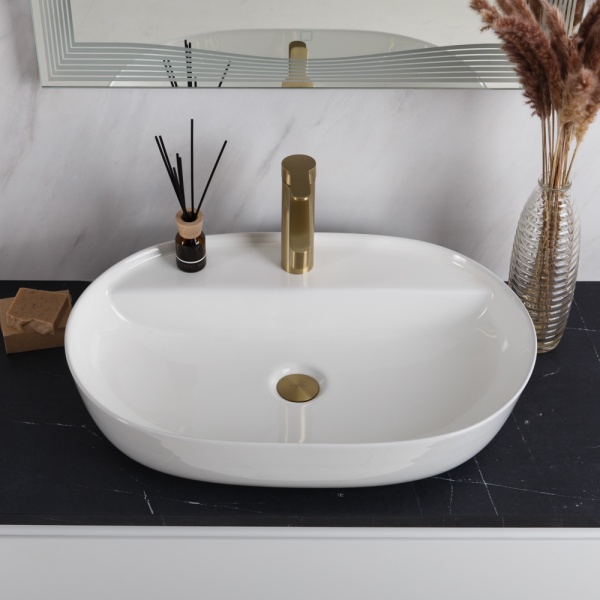 Раковина накладная овальная BelBagno  BB1346 фаянс цвет белый
