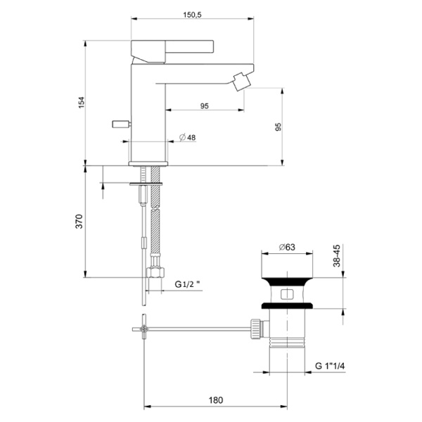 Смеситель для биде Webert DoReMi DR840102560 латунь черный
