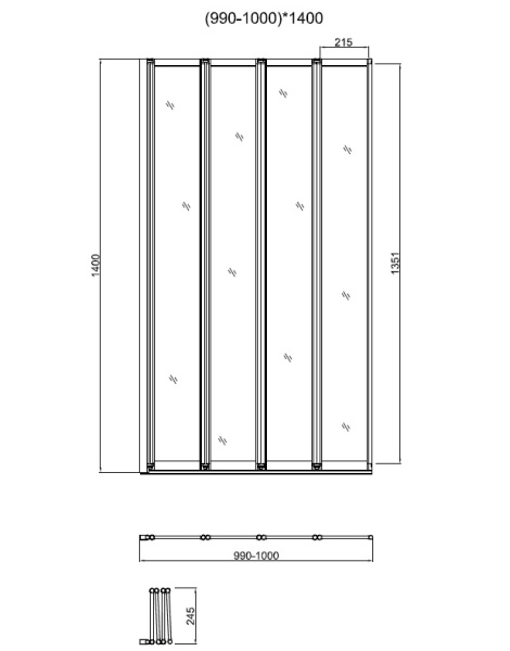 Шторка для ванны складная  Vincea VSB-31 VSB-31100CL 100 см, стекла прозрачные, профиль хром