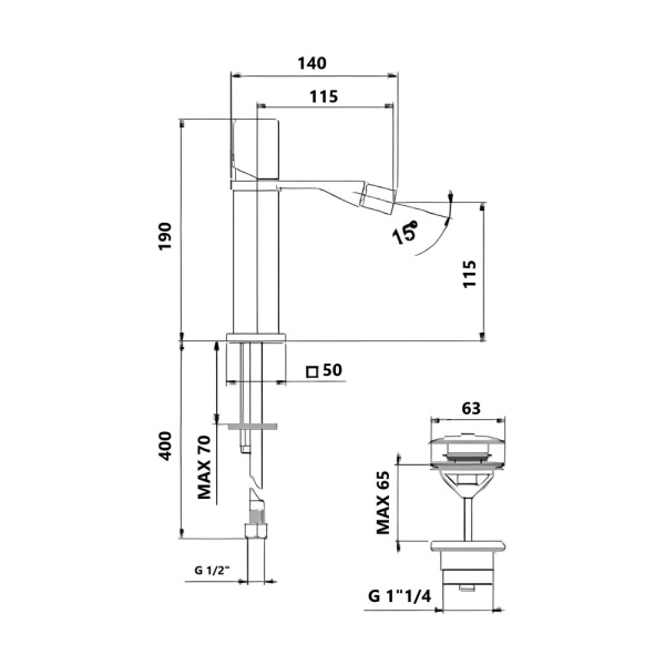 Смеситель для биде Webert ONE-X OX840102441 латунь черный