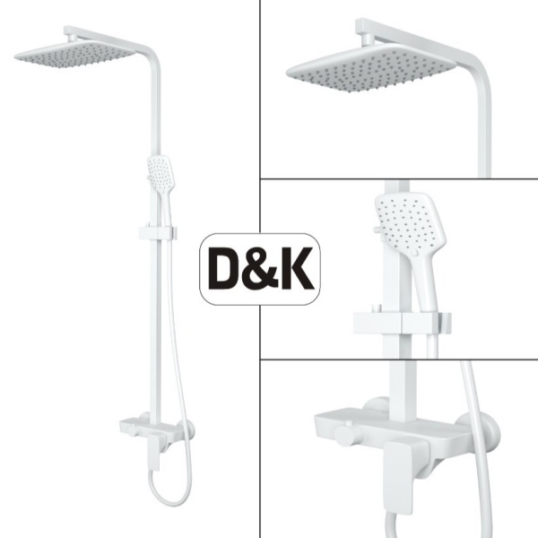 Душевая система со смесителем D&K Berlin DA1433726A02 монтаж настенная без термостата белый