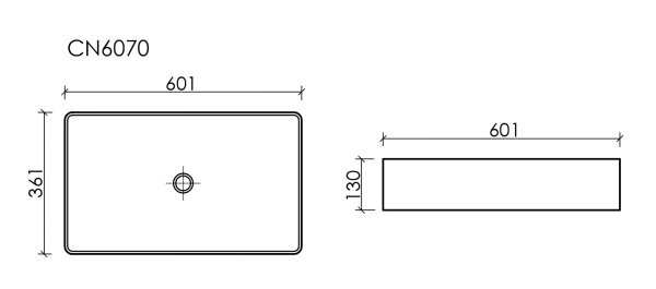 Раковина накладная прямоугольная Ceramica Nova Element CN6070MB фарфор цвет черный матовый