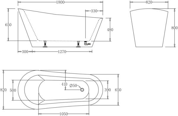 Акриловая ванна BelBagno  BB63-1800 180x82