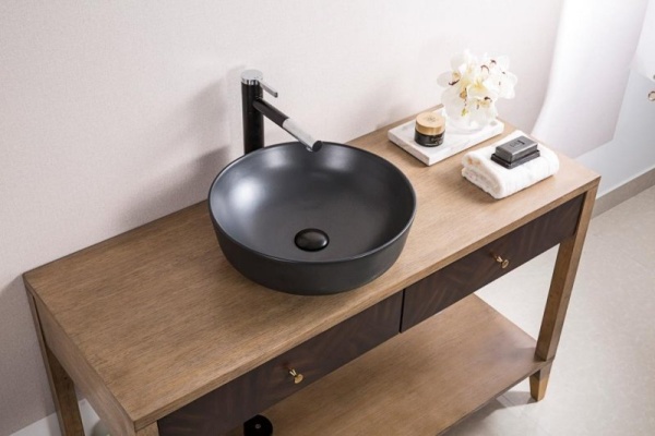 Раковина накладная круглая BelBagno  BB1315-H301 фаянс цвет черный матовый