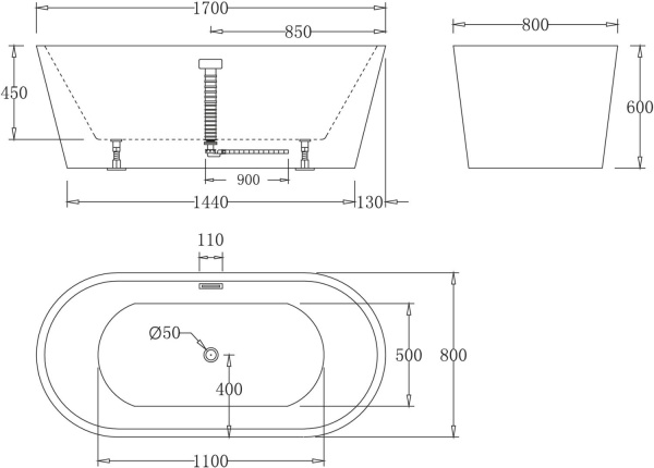Акриловая ванна BelBagno  BB71-1700 170x80