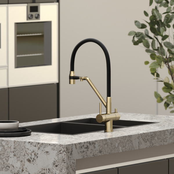 Смеситель для кухни Sancos Dora SC4003BG с подключением к фильтру брашированное золото