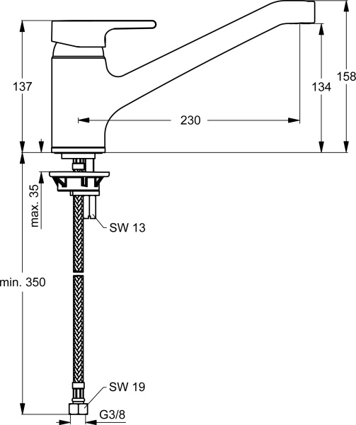 Смеситель для кухни Ideal Standard Active B8079AA без подключения к фильтру хром