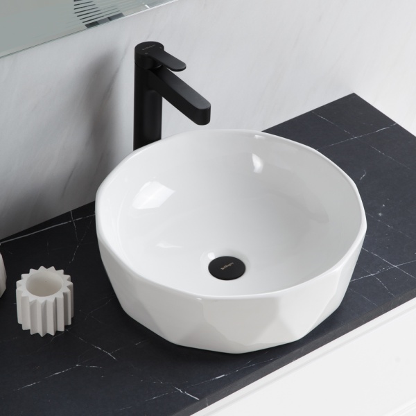 Раковина накладная круглая BelBagno  BB1409 фаянс цвет белый