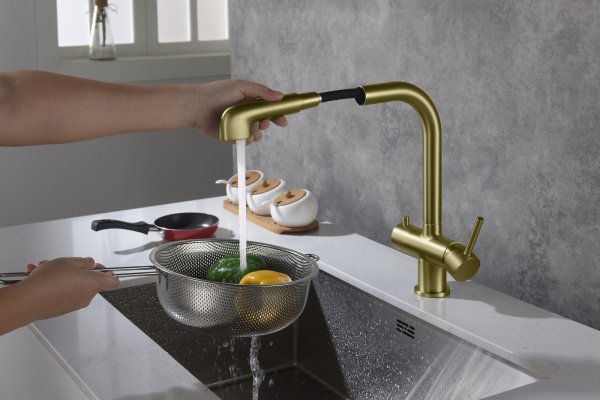 Смеситель для кухни Timo Saona 2346/17FL с подключением к фильтру матовое золото