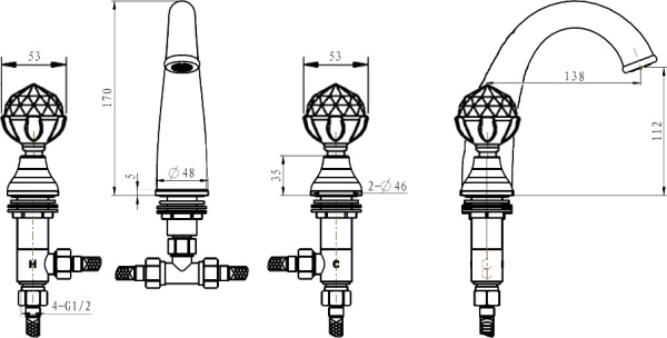 Смеситель для раковины Boheme Brillante Presente 357 хром