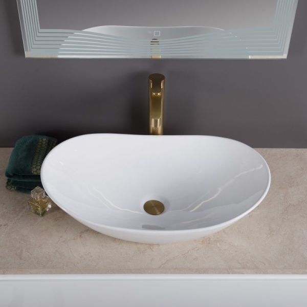 Раковина накладная овальная BelBagno  BB1404 фаянс цвет белый