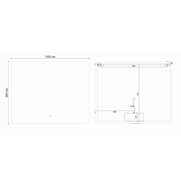 Зеркало с подсветкой Vincea  VLM-3BE100 100x80 сенсор