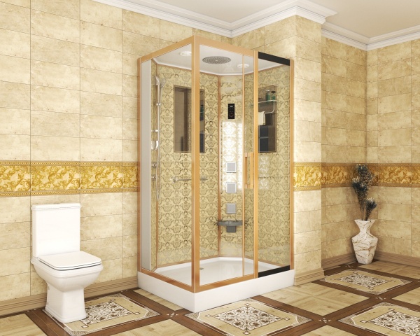 Душевая кабина с крышей Niagara Luxe 7711GR прямоугольная   стекла , профиль золото