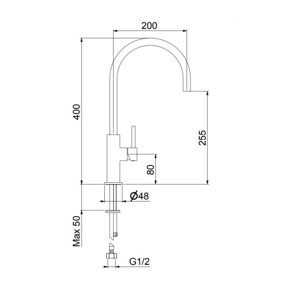 Смеситель для кухни Webert Oblique OB920302015 без подключения к фильтру хром