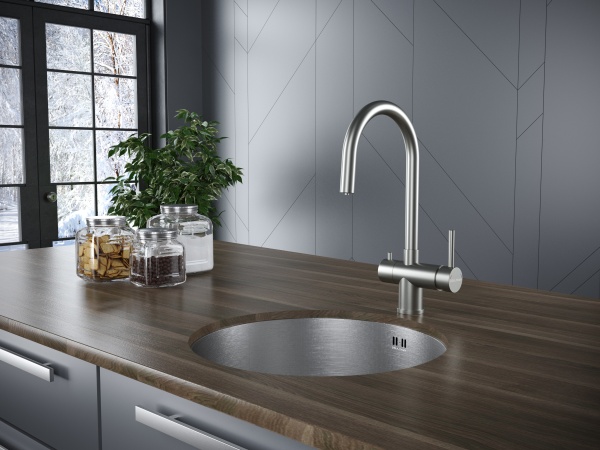 Смеситель для кухни Paulmark Heller He213218-SS с подключением к фильтру нержавеющая сталь