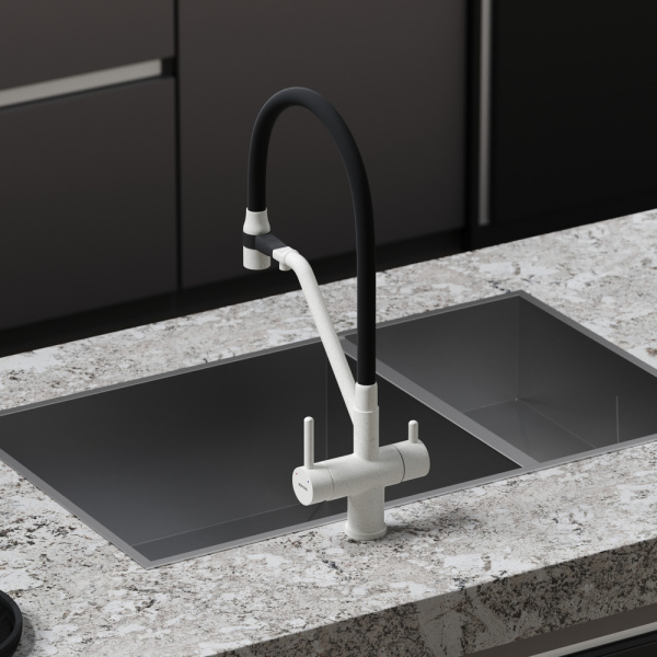 Смеситель для кухни Sancos Dora SC4003GR с подключением к фильтру белый гранит