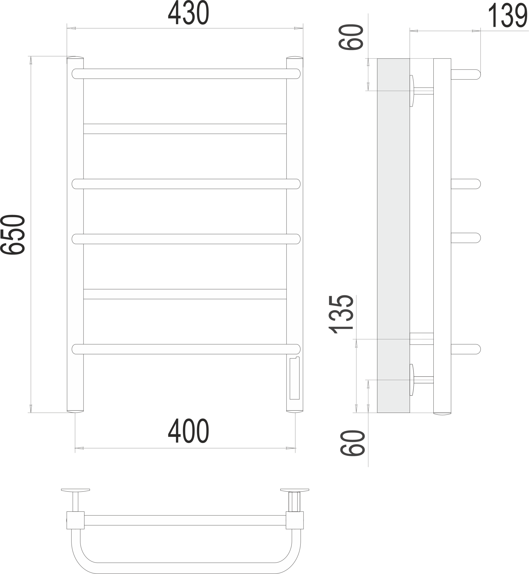 Полотенцесушитель электрический Terminus Евромикс квадро П6  40x65 4670078531223 хром