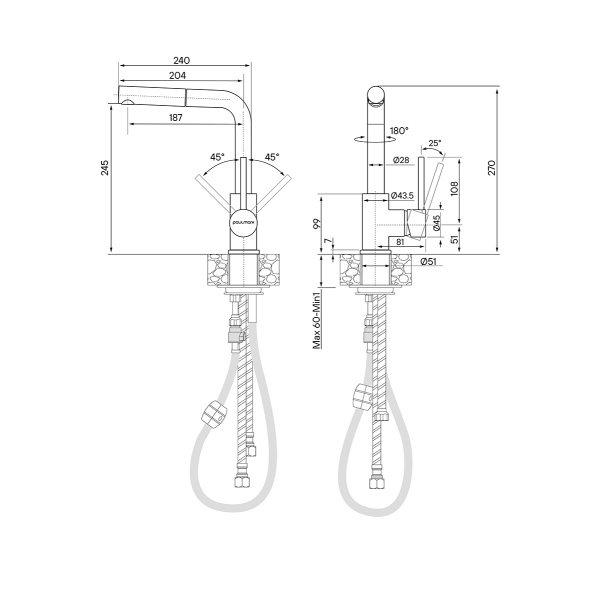 Смеситель для кухни Paulmark Kassel Ka214311-NI без подключения к фильтру никель