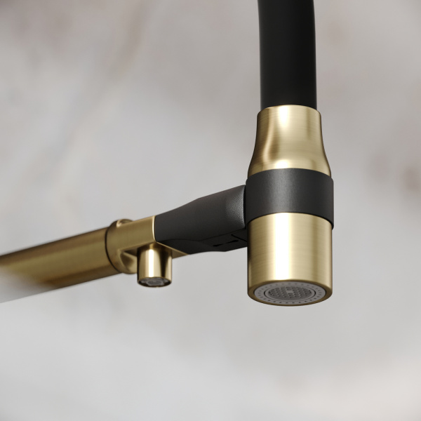 Смеситель для кухни Sancos Garda SC4009BG с подключением к фильтру брашированное золото/черный