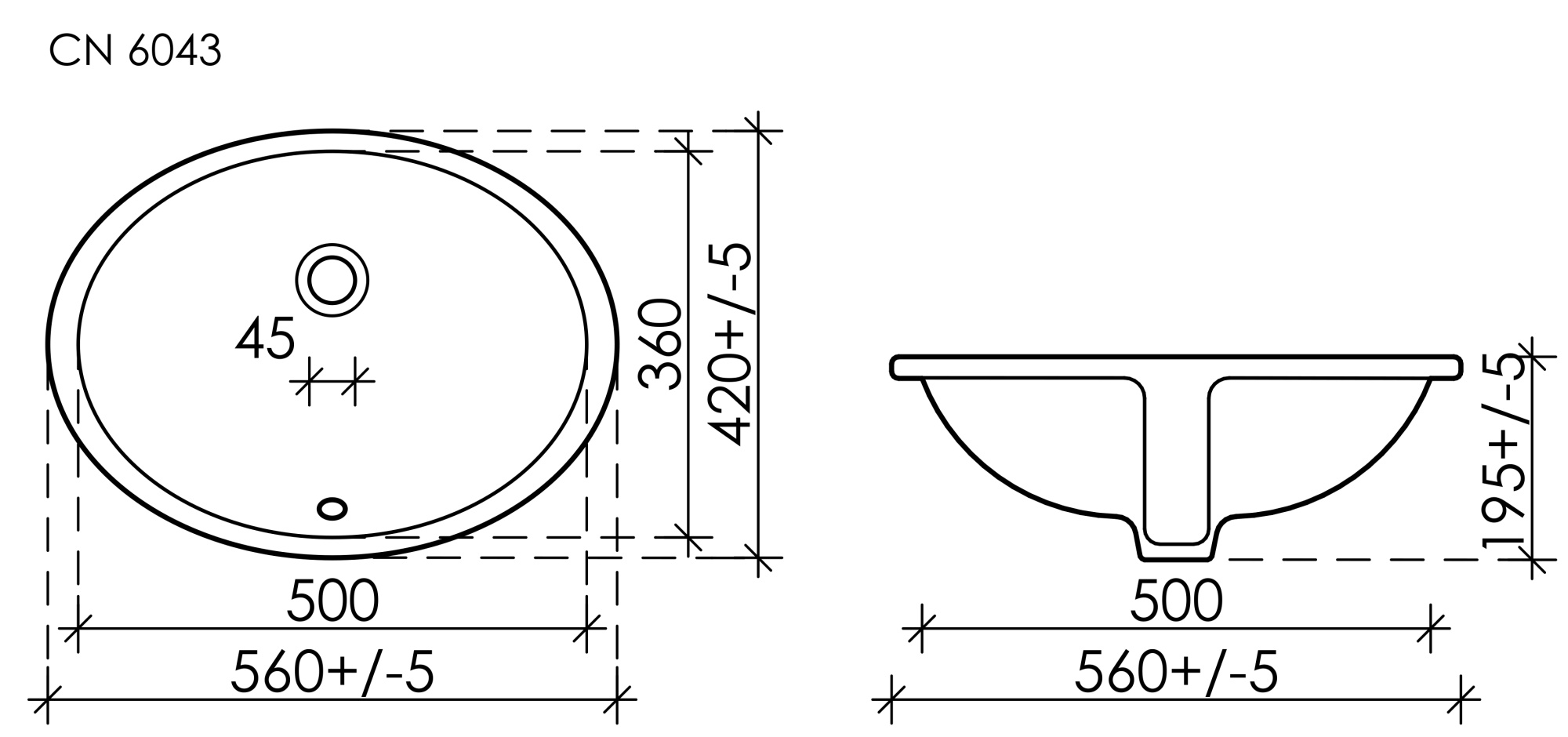 Раковина встраиваемая снизу овальная Ceramica Nova Element CN6043 фарфор цвет белый
