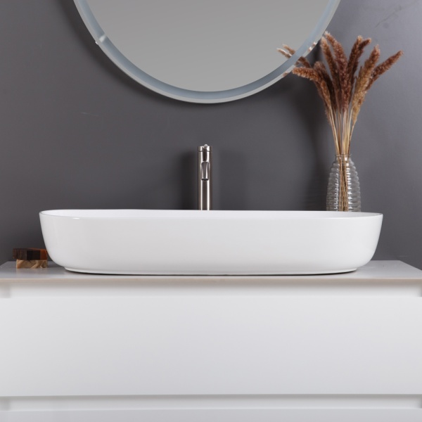Раковина накладная овальная BelBagno  BB1349 фаянс цвет белый