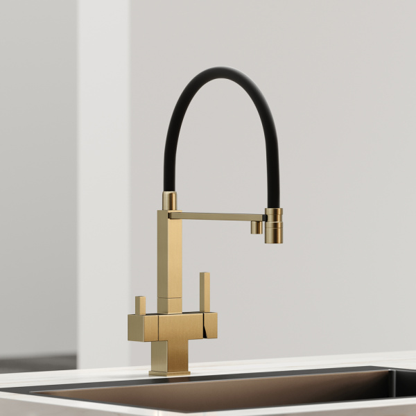 Смеситель для кухни Sancos Moro SC4006BG с подключением к фильтру брашированное золото/черный