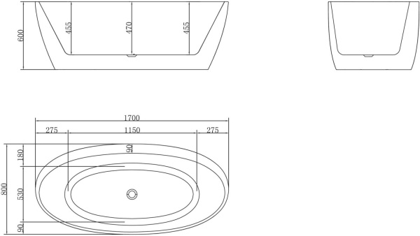 Акриловая ванна BelBagno  BB404-1700-800 170x80