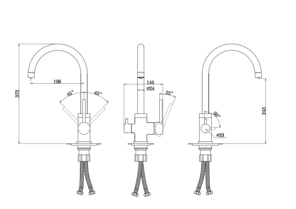 Смеситель для кухни Paulmark Essen Es213211-401 с подключением к фильтру антрацит