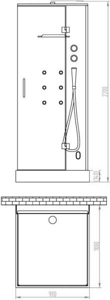 Душевая кабина с крышей Orans Basic+ SR-86120R прямоугольная  90x100 стекла прозрачные, профиль белый