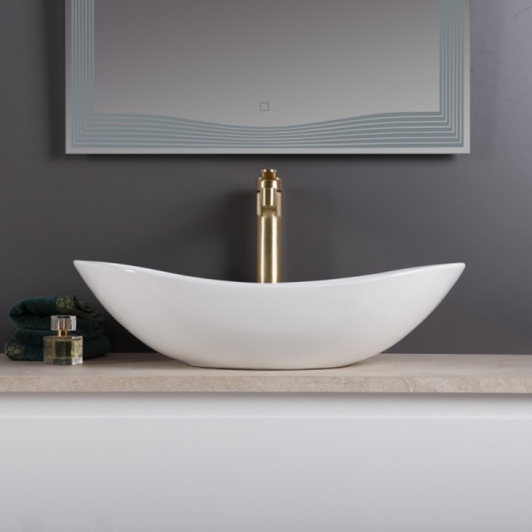 Раковина накладная овальная BelBagno  BB1404 фаянс цвет белый