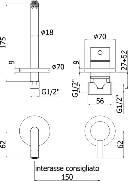 Смеситель для раковины Paffoni Light LIG006BO70 